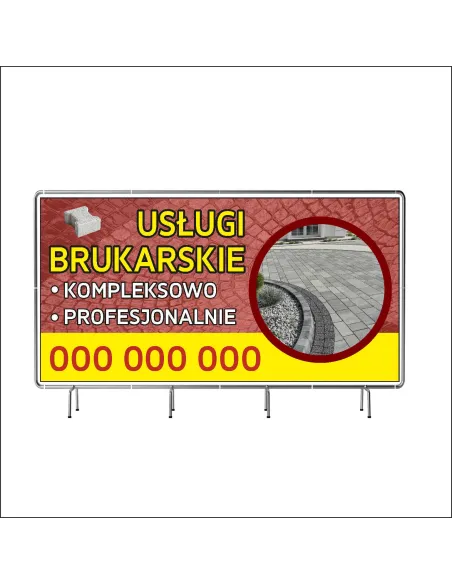 Reklamowy Baner Oczkowany 200x100 cm Usługi Brukarskie