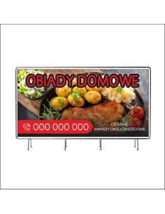 Baner z Nadrukiem Reklamowy 200x100 cm Oczkowany Obiady