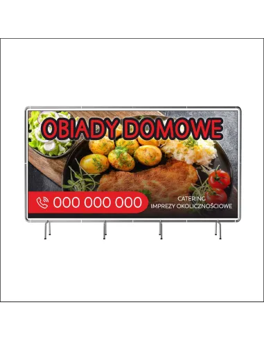 Baner z Nadrukiem Reklamowy 200x100 cm Oczkowany Obiady
