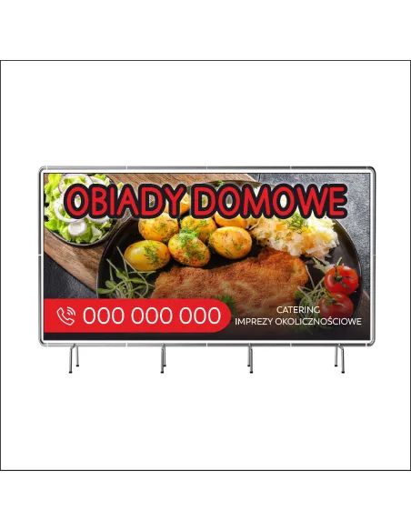 Baner z Nadrukiem Reklamowy 200x100 cm Oczkowany Obiady