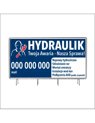 Baner z Nadrukiem Reklamowy 200x100 cm Oczkowany Hydraulik