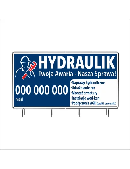 Baner z Nadrukiem Reklamowy 200x100 cm Oczkowany Hydraulik