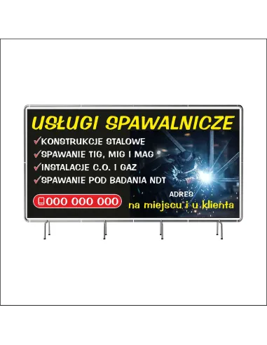 Reklamowy Baner Oczkowany 200x100 cm Usługi Spawalnicze