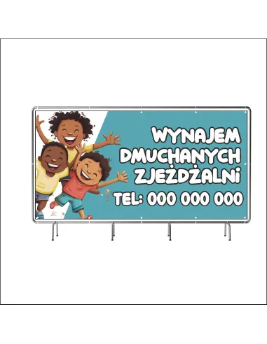 Reklamowy Baner Oczkowany 200x100 cm Wynajem Dmuchanych
