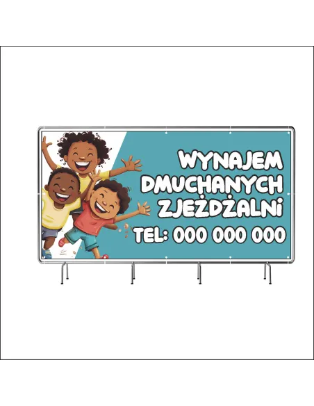 Reklamowy Baner Oczkowany 200x100 cm Wynajem Dmuchanych