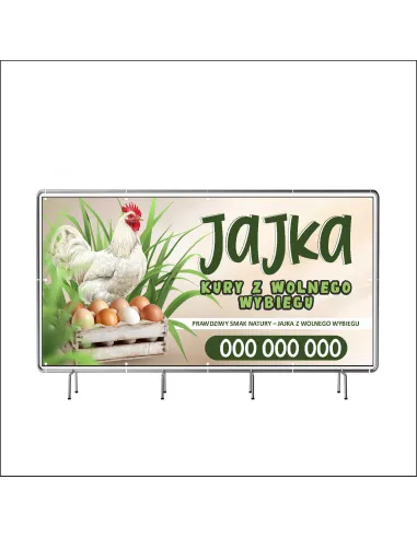 Baner z Nadrukiem Reklamowy 130x80 cm Oczkowany Jajka