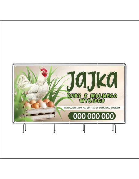 Baner z Nadrukiem Reklamowy 130x80 cm Oczkowany Jajka