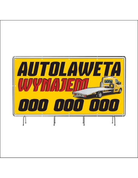 Reklamowy Baner Oczkowany 130x80 cm Auto Laweta Wynajem