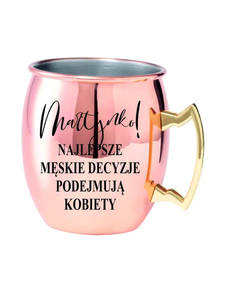 Kubek Koktajlowy z Uchem ze Stali z Grawerem z Twoim
