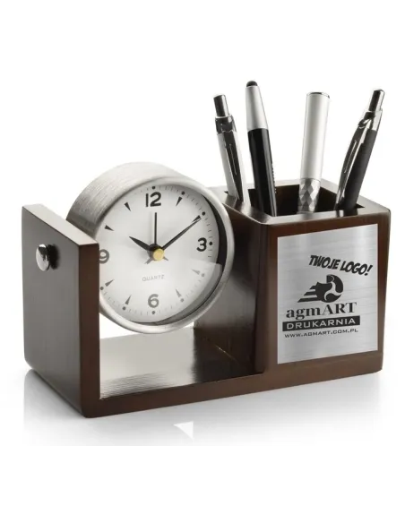 Przybornik na Biurko z Zegarem z Twoim logo Danymi Firmy