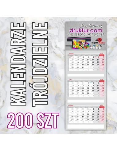 Kalendarze Reklamowe Trójdzielne 2024 200 szt – 200 szt