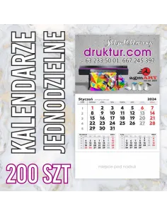 Kalendarze Firmowe Jednodzielne 2024 – 200 szt Reklamowy