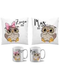 Poduszka Kubek Zestaw 2+2 Mąż i Żona Imię Prezent dla Par