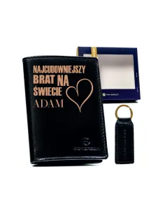 Portfele Męskie na Prezent Własny Napis Zestaw Gift Box