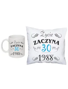 Kubek Urodziny Poduszka Prezentna Nadrukiem Życie Zaczyna