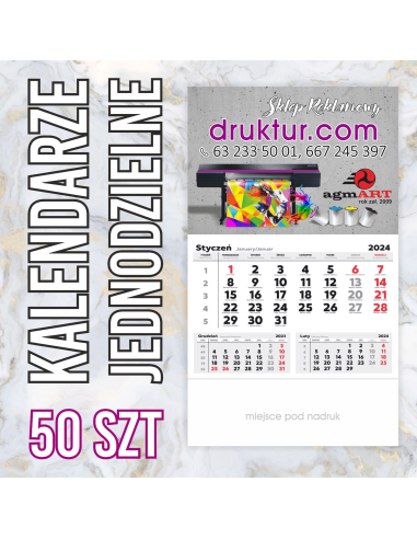 Kalendarze Reklamowe Ścienne Jednodzielne 2027 – 50 szt