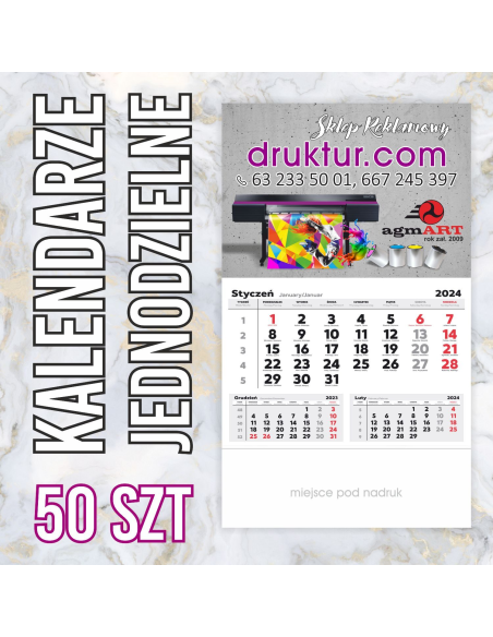 Kalendarze Reklamowe Ścienne Jednodzielne 2027 – 50 szt
