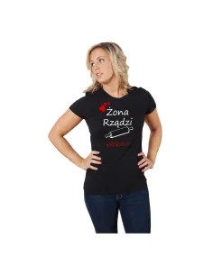 Koszulka z Nadrukiem – Żona Rządzi Imię Personalizowany