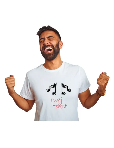 Koszulka Muzyczna z Nadrukiem Twój Tekst Nuta Muzyka