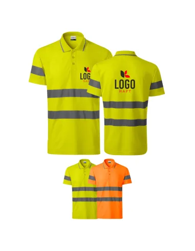 Koszulka Polo Robocza Odblaskowa Haftem logo x10 z Haftem