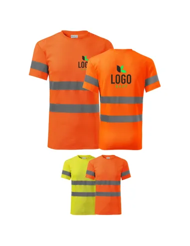 Koszulka BHP Odblaskowa Robocza Firmowa z logo z Haftem