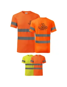 Koszulka T Shirt Robocza Odblaskowa Haftem logo z Haftem