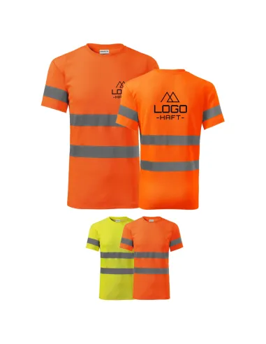 Koszulka T Shirt Robocza Odblaskowa Haftem logo z Haftem