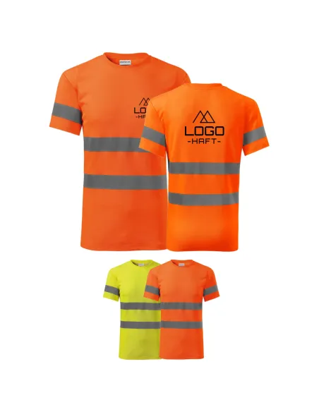 Koszulka T Shirt Robocza Odblaskowa Haftem logo z Haftem