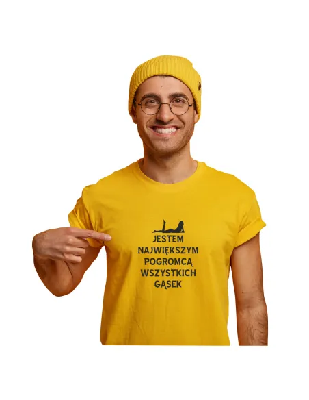 Koszulka z Nadrukiem Jestem Największym Pogromcą na Prezent