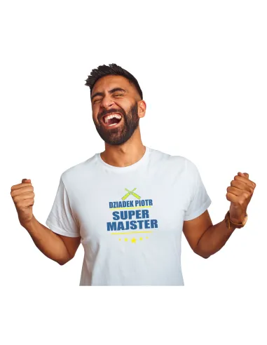 Koszulka z Imieniem dla Dziadka Super Majster z Nadrukiem