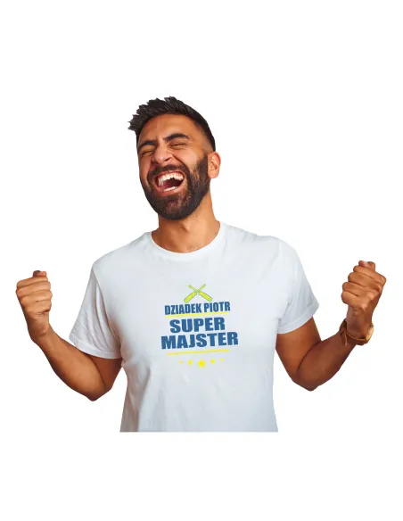 Koszulka z Imieniem dla Dziadka Super Majster z Nadrukiem