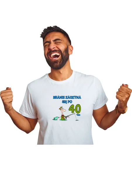 Koszulka z Nadrukiem Branie Zaczyna Się 40 Tce na Prezent