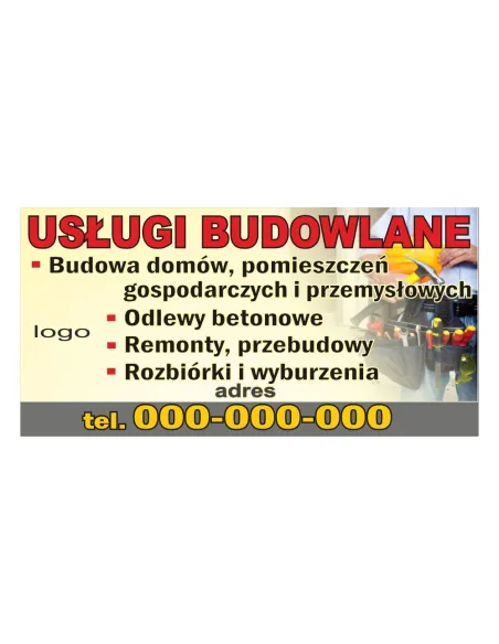 Baner – Usługi Budowlane Gotowy Projekt Reklamowy do Firmy