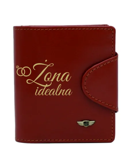 Stylowy Damski Portfel Napisem Żona Idealna Box z Grawerem