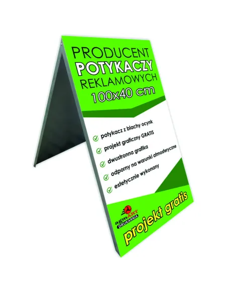 Potykacz Reklamowy 100 X 40 cm Grafiką Metalowy Projekt