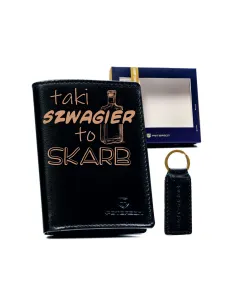 Portfel Skórzany Czarny Gift Box dla Mężczyzny Szwagier