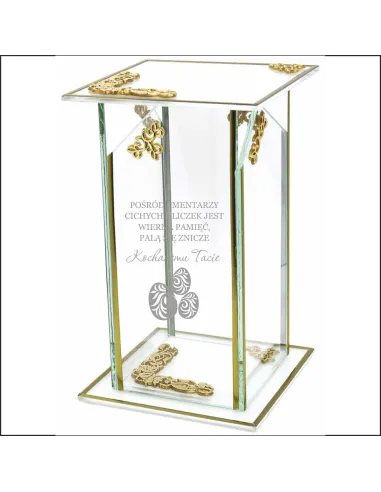 Ekskluzywny Znicz Szklany Personalizowany Grawer dla Taty