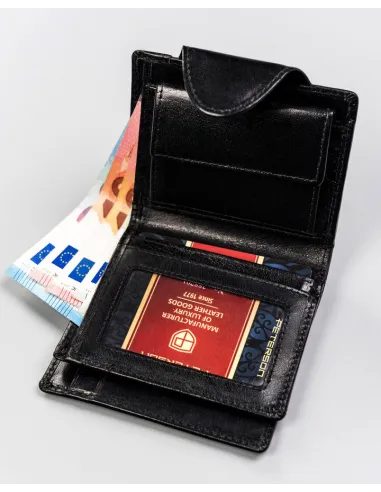 Portfel Skórzany Czarny Damski Prezent Walentynki Babci