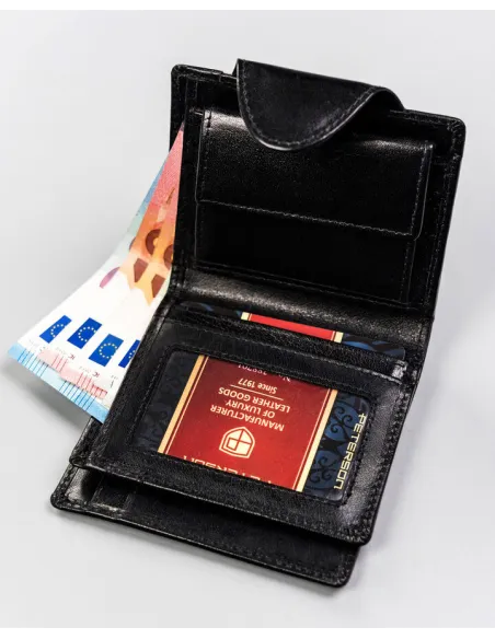 Portfel Skórzany Czarny Damski Prezent Walentynki Babci