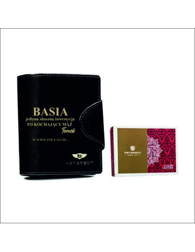 Portfel Skórzany Czarny Damski Prezent na Walentynki