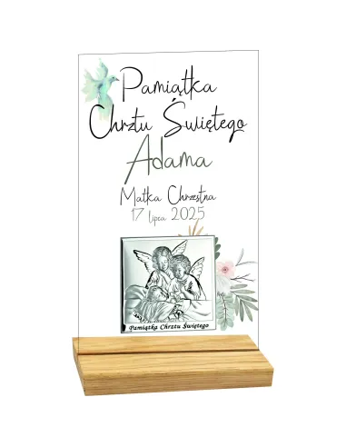 Pamiątka Chrztu Świętego Statuetka z Plexi z Nadrukiem