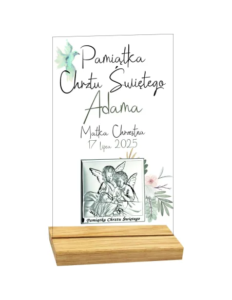 Pamiątka Chrztu Świętego Statuetka z Plexi z Nadrukiem