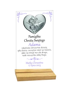 Pamiątka Chrztu Świętego Statuetka z Plexi Srebrnym