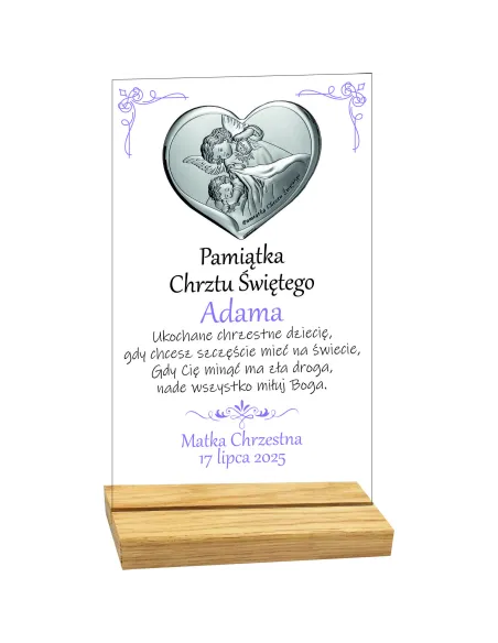 Pamiątka Chrztu Świętego Statuetka z Plexi Srebrnym
