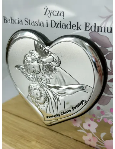 Pamiątka Chrztu Świętego Statuetka Czarna Plexi Srebrny