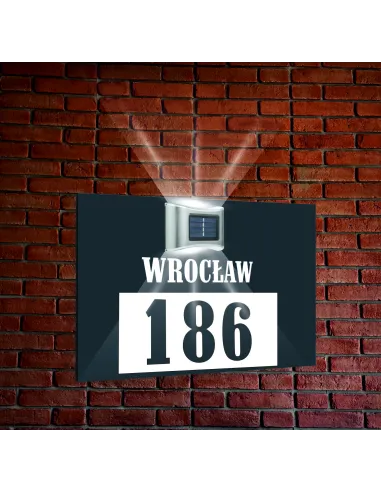 Tabliczka 30x20 Srebrna Adresowa Dibond Lampką Numer