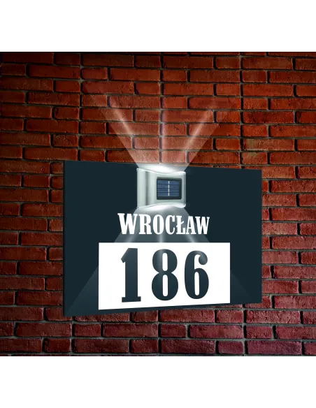 Tabliczka 30x20 Srebrna Adresowa Dibond Lampką Numer