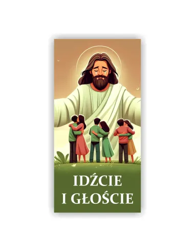 Baner Religijny Misyjny Idźcie i Głoście 120x60 cm Różne