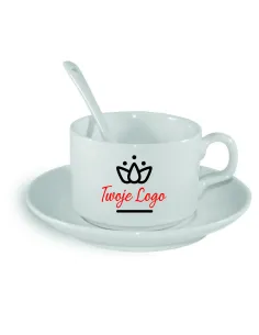 Filiżanka z Talerzykiem i Łyżeczką Nadruk Twoje logo Napis
