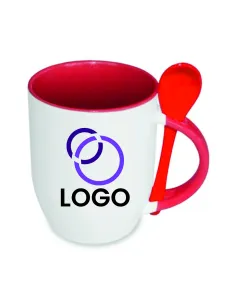Kubek z Łyżeczką Twój Nadruk logo Napis Gadżet Firmowy